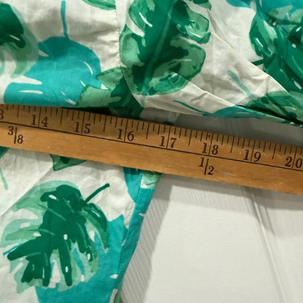 J. Crew Tropical Leaf Print Button Up Shirt XS Green White‎ Long Sleeve Cotton